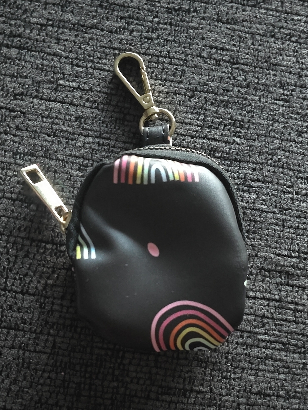 Black Rainbow Print Keychain Pouch